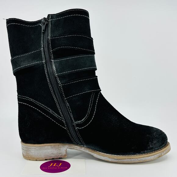 Roan by Bed Stu Women's Lola Black Distressed Leather Moto Boots Size 6.5 - Picture 7 of 11